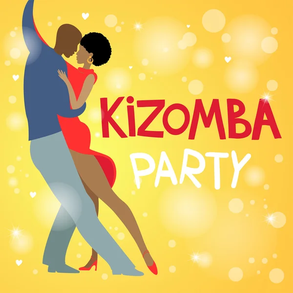 Pasangan menari Kizomba - Stok Vektor