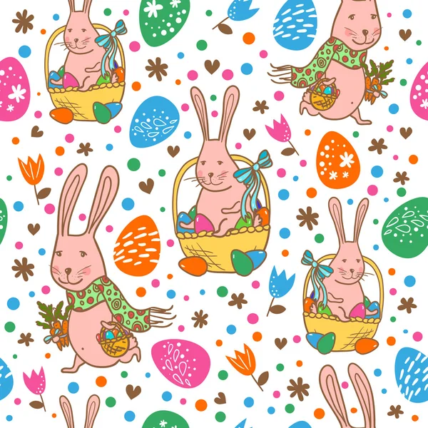 Lapins de Pâques aux œufs de Pâques — Image vectorielle