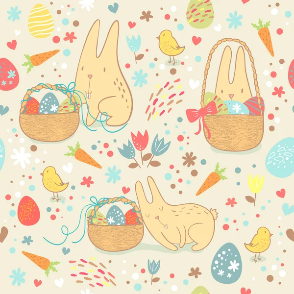 Lapins de Pâques aux œufs de Pâques — Image vectorielle