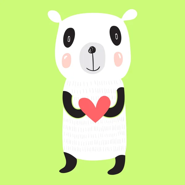 Niedlicher Panda mit Herz — Stockvektor