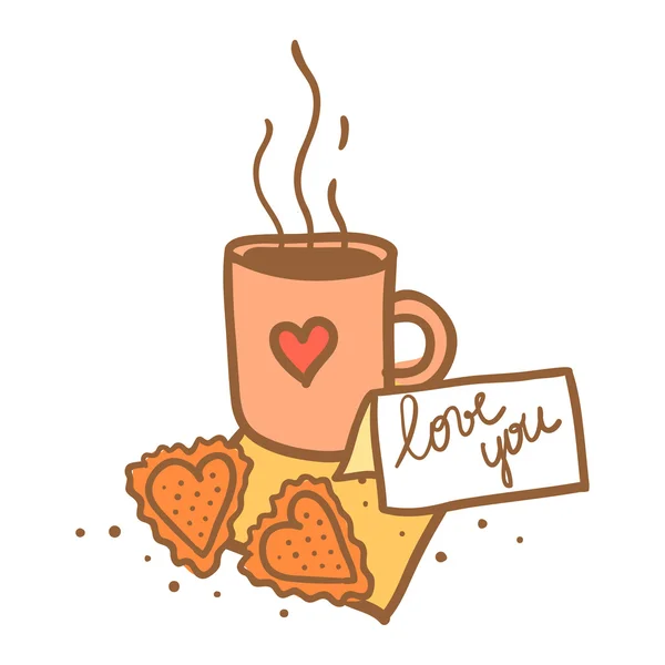 Taza de café y carta de San Valentín — Archivo Imágenes Vectoriales