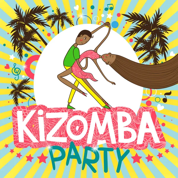 Beau couple de danseurs kizomba — Image vectorielle
