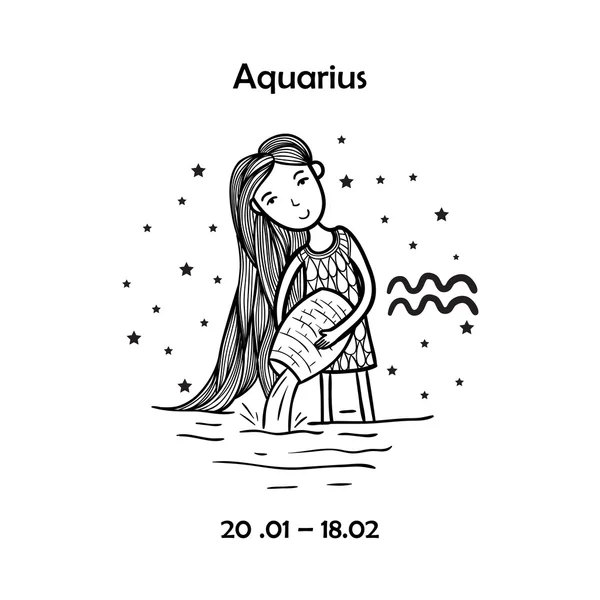 Signo del zodiaco lindo - Acuario . — Archivo Imágenes Vectoriales