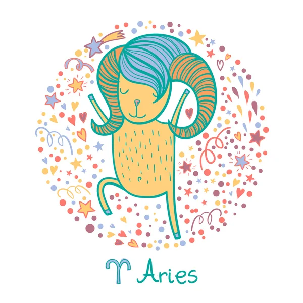 Signo del zodiaco lindo - Aries . — Vector de stock