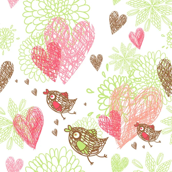 Motif pour la Saint-Valentin avec des oiseaux — Image vectorielle