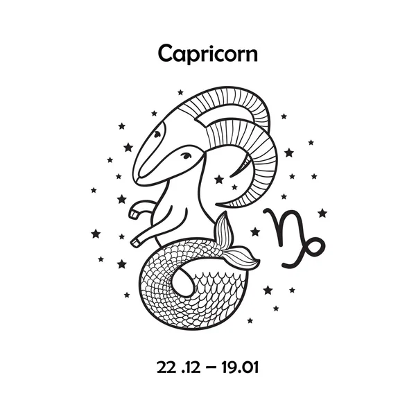 Signo del zodiaco lindo - Capricornio . — Vector de stock