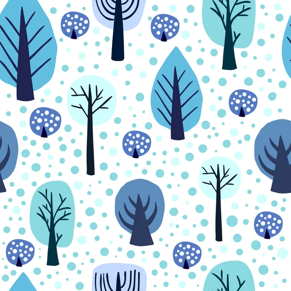 Милый зимний узор с деревьями — стоковый вектор
