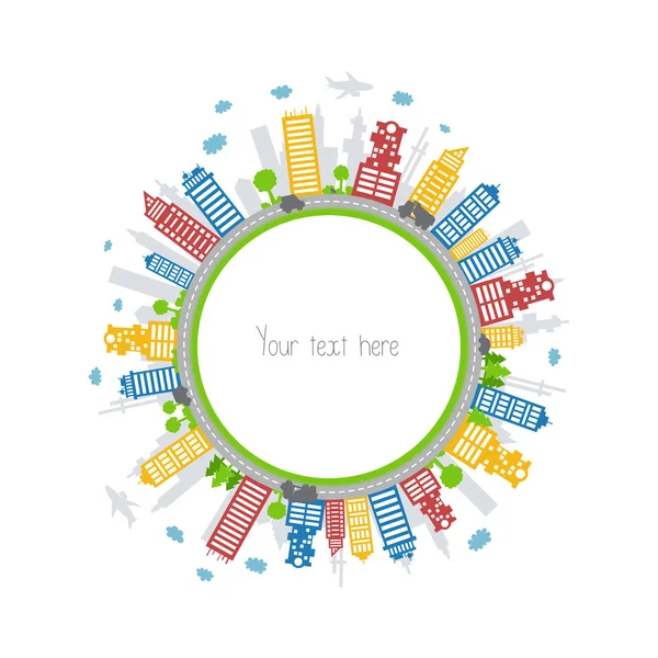 Circle with colorful city. Royalty Free Stock Vectors