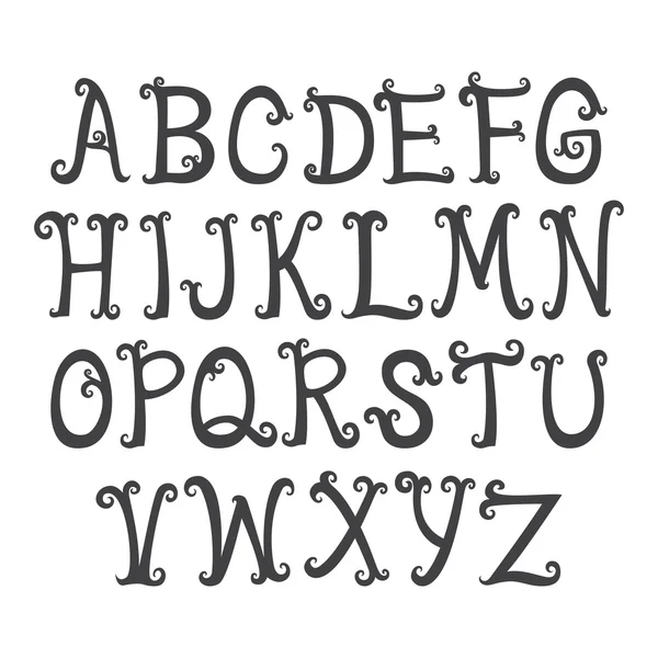 Alfabeto nero carattere elegante . — Vettoriale Stock