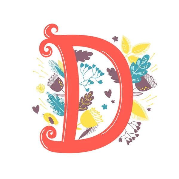  mektup çiçek ve kuş ile d