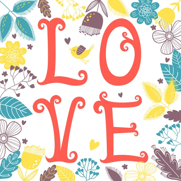 Blumenkarte "Liebe" — Stockvektor