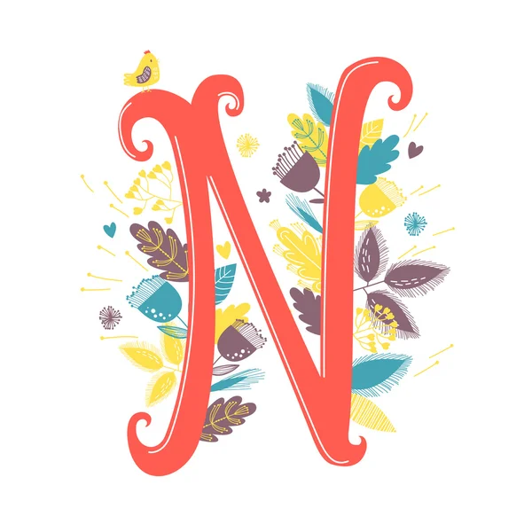  çiçek ve kuş ile harf n