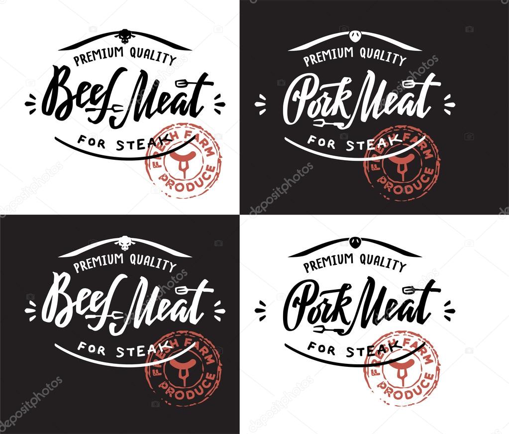 Meat Lettering label and logotype