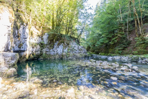 Descoberta Trilha Biel Buraco Azul Morez Jura França — Fotografia de Stock