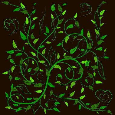 Soyut swirls, yaprakları yeşil yaprakları 