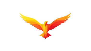 Soyut Altın Kartal Vektör Simgesi Ateşli Turuncu ve Sarı