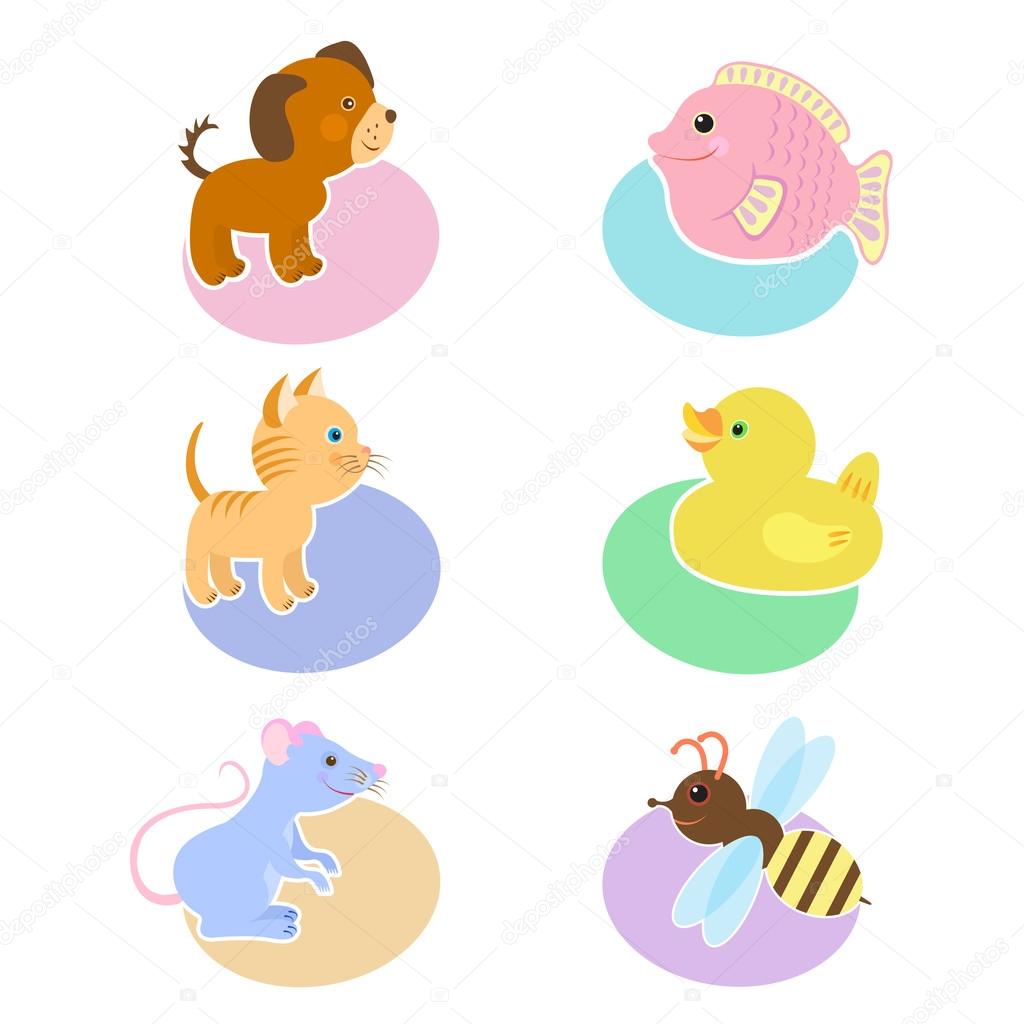 Ensemble Dillustrations Avec Chien Animaux Poisson Chat
