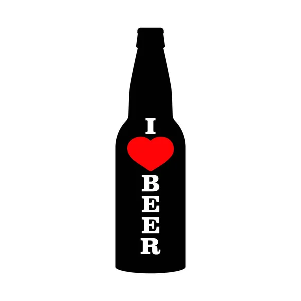 Hou Van Bier Slogan Bier Fles Met Rood Hart Voor — Stockvector