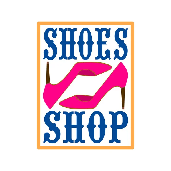 Kadın Ayakkabıları Mağazası Logosu Klasik Tarzda Pano Afiş Ilanı Poster — Stok Vektör