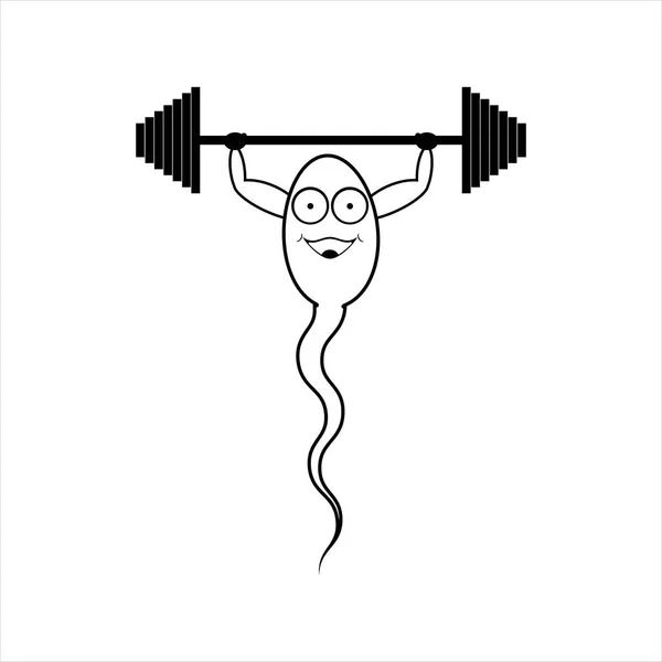 Spermatozoon Činkou Logo Charakter Dobré Vysoce Kvalitní Mužské Sperma Izolovaná — Stockový vektor