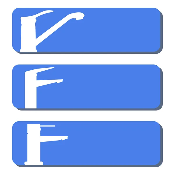 Set Von Vektorsymbolen Logos Von Wasserhähnen Für Küche Und Bad — Stockvektor