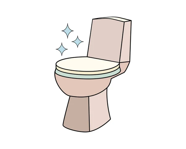 Shiny Sparkling Toilet Bowl Stars Outline Icon Isolated White Background — Vetor de Stock