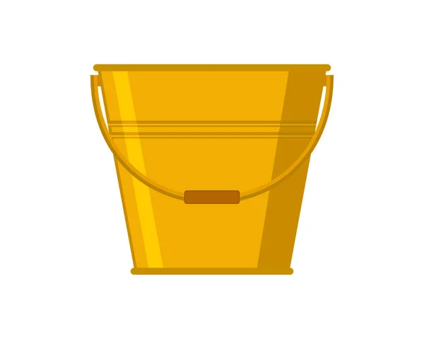 Golden Bucket Vector Icon Isolated White Background — Stock Vector