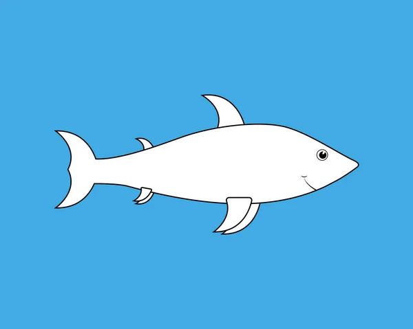 Baby Shark Outline Vector Illustration Simple Cartoon Ocean Fish Character — Stock Vector