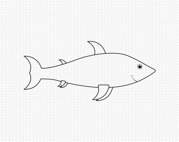 Contour Bébé Requin Sur Fond Transparent Simple Personnage Bande Dessinée — Image vectorielle