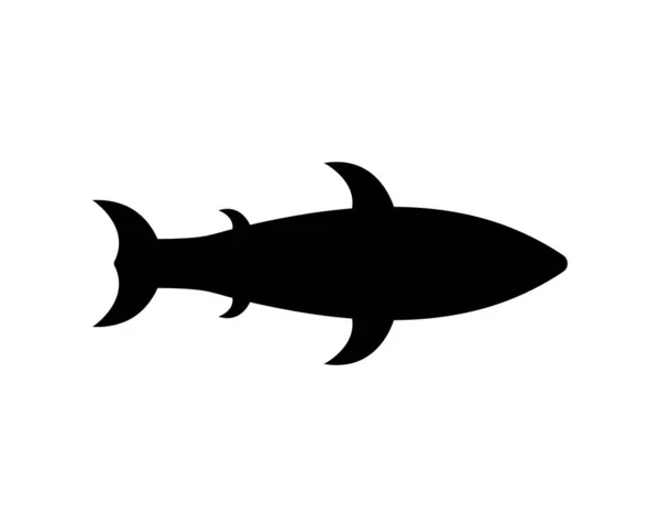 Great White Shark Silhouette Vector Illustration Isolated White Background Bottom — Stock Vector