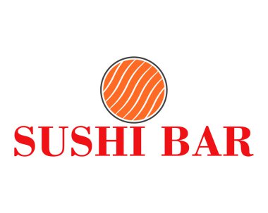 Suşi bar logosu. Suşi rulosu ile vektör illüstrasyon. 