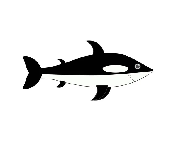 Baby Orca Cartoon Character Vector Illustration White Background Side View — Stock Vector