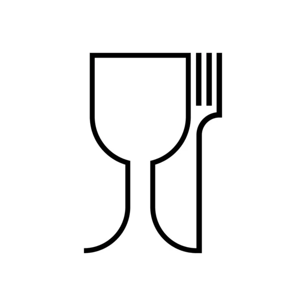 Λογότυπο Ασφάλειας Τροφίμων Ποτήρι Κρασιού Και Πιρούνι Σύμβολο Εικονίδιο Διανύσματος — Διανυσματικό Αρχείο