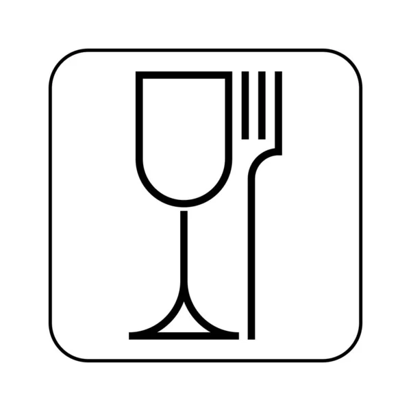 Λογότυπο Ασφάλειας Τροφίμων Ποτήρι Κρασιού Και Πιρούνι Σύμβολο Εικονίδιο Διανύσματος — Διανυσματικό Αρχείο