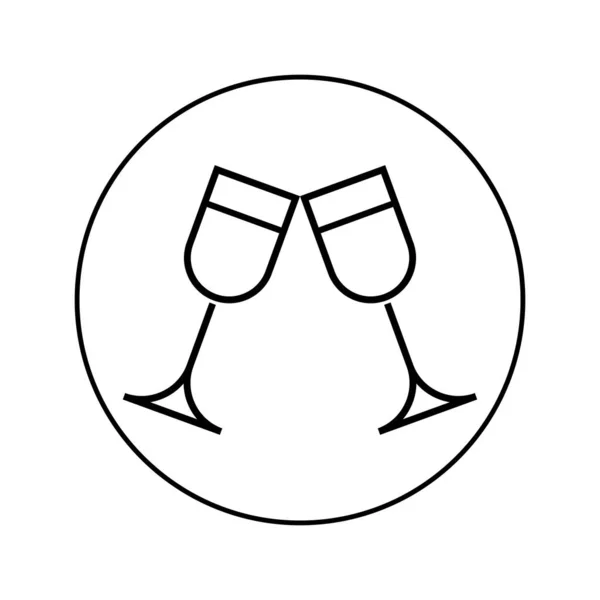 Due Bicchieri Vino Icona Clink Salute Brindisi Schema Vettoriale Illustrazione — Vettoriale Stock