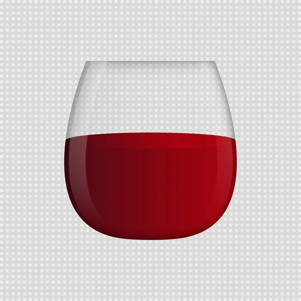 Sklenice Víno Bez Stopky Červeným Vínem Průhledné Pozadí Vektorový Klipart — Stockový vektor