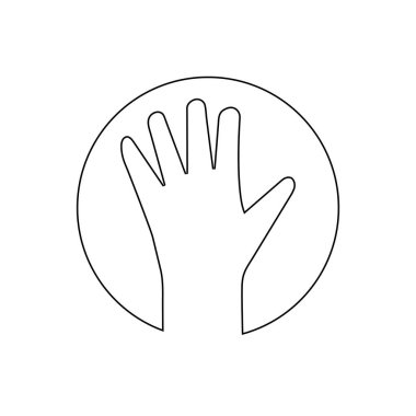 Eldiven yuvarlak simgesi. Vektör klipsi. Boş beyaz arkaplan üzerindeki özet çizimi. 