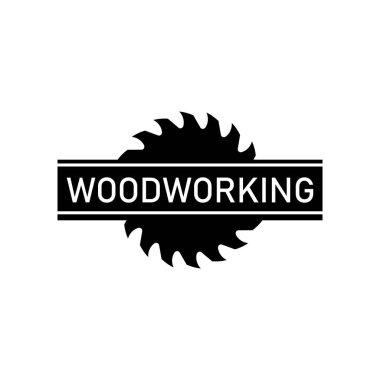 Tahta işleme logosu. Marangozluk, marangozluk, oduncu, marangozluk, kereste fabrikası. Beyaz arkaplanda izole edilmiş bir klipName.