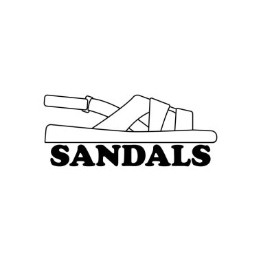 Sandals logo tasarımı. Yan görüş. Ayakkabı sembolü vektör kırpması ve beyaz arkaplan üzerine çizim.