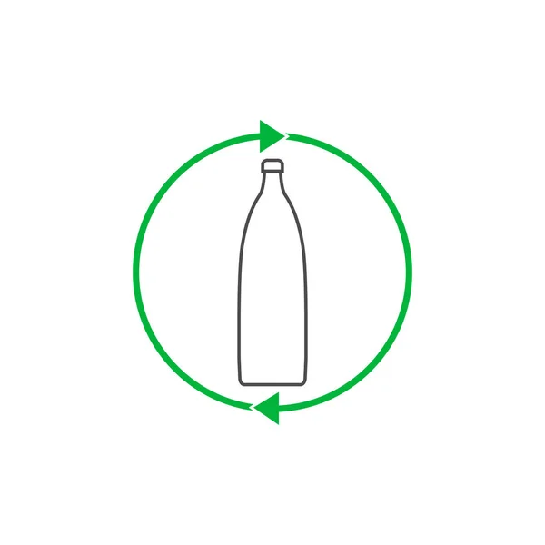 Reciclar Botella Plástico Icono Redondo Línea Contorno Vector Logotipo Creativo — Vector de stock