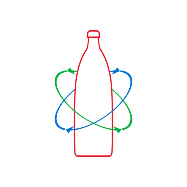 Recycling Plastikflasche Linien Und Umrissvektorsymbol Logo Symbol Vereinzelte Cliparts Und — Stockvektor