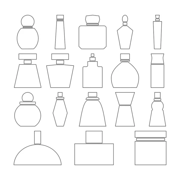 Set Perfume Bottles Icons Linear Outline Vector Icons Clipart Drawing — Διανυσματικό Αρχείο