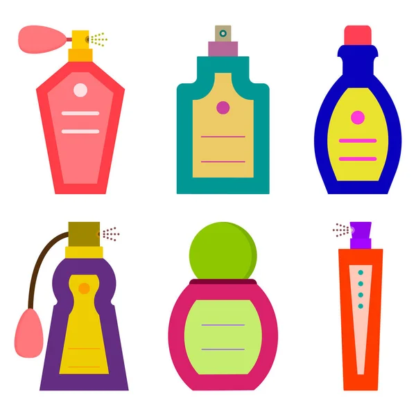 Parfüm Icon Set Vorhanden Flache Farbige Parfüm Vektorsymbole Für Webdesign — Stockvektor