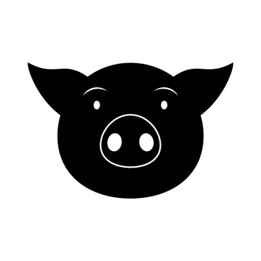 Yüz domuzu simgesi ve logosuyla baş silueti. Doğrusal ve ana hatlı vektör karikatür çizimi. Beyaz arkaplanda tırman ve çizim yap. 