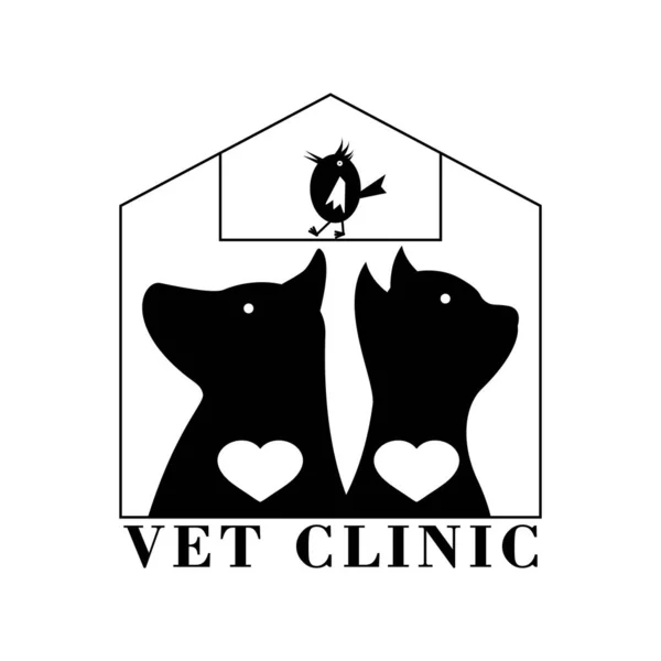 Logo Clinique Vétérinaire Avec Chien Chat Oiseau Clipart Vectoriel Dessin — Image vectorielle