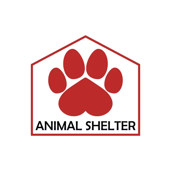 Abri Logo Animal Avec Empreinte Chien Coeur Clipart Vectoriel Dessin — Image vectorielle