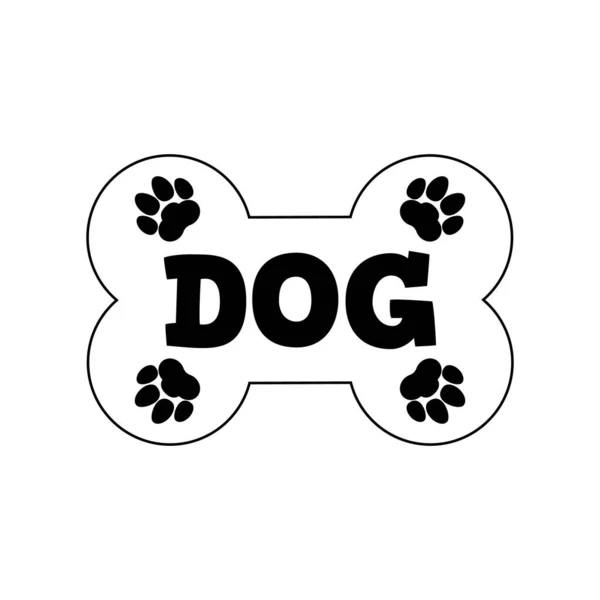 Namensschild Für Hundehaus Knochen Und Pfoten Clipart Und Zeichnung Vektorabbildung — Stockvektor