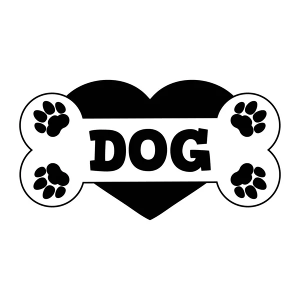 Logo Targa Cane Casa Cane Ossa Zampe Cuore Clipart Disegno — Vettoriale Stock