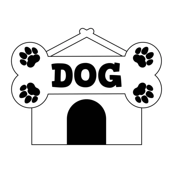 Logo Targa Casa Cane Ossa Zampe Clipart Disegno Illustrazione Vettoriale — Vettoriale Stock