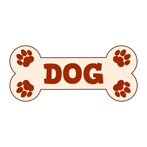 Placa Identificación Para Casa Del Perro Hueso Patas Clipart Dibujo — Vector de stock